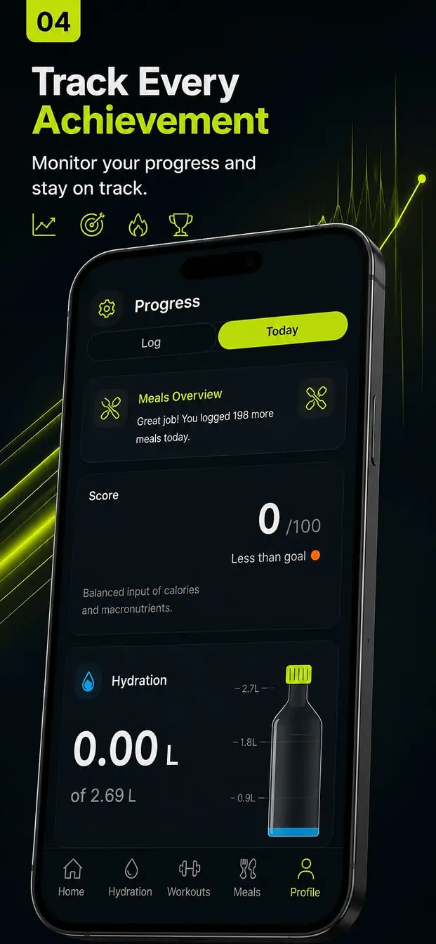 Vitarix hydration tracking screen